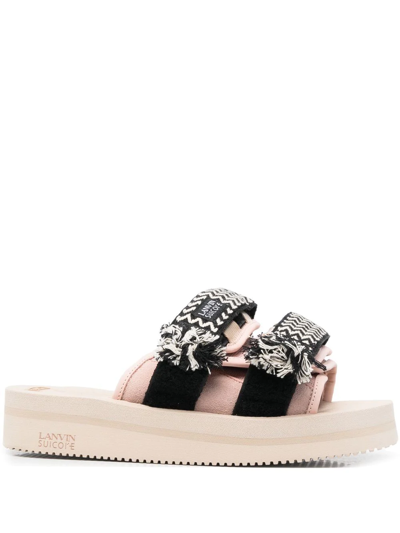 Lanvin Woven Touch-strap Slip-on Sandals In Pink | ModeSens