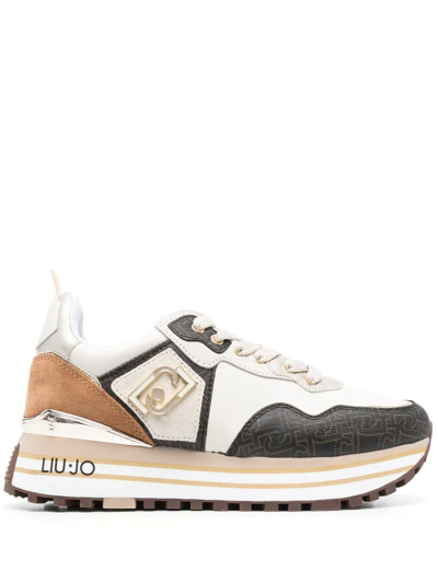 Shop Liu •jo Maxi Wonder 01 Low-top Sneakers In Neutrals