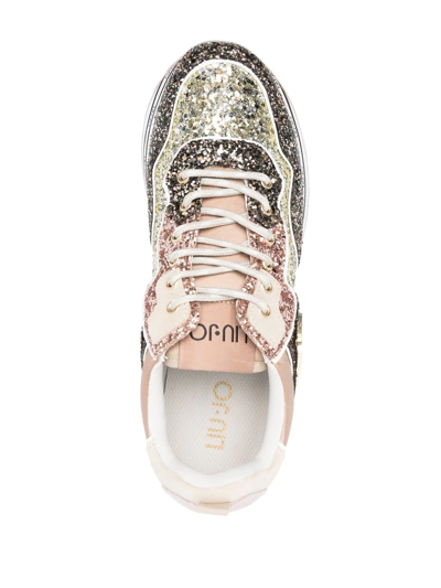 Shop Liu •jo Maxi Wonder Glitter Low-top Sneakers In Gold