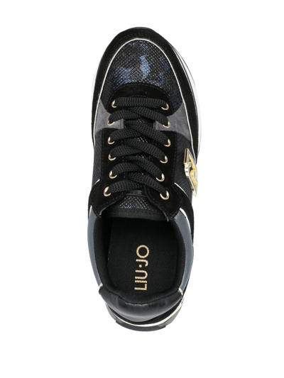 Shop Liu •jo Logo-plaque Panelled Sneakers In Black