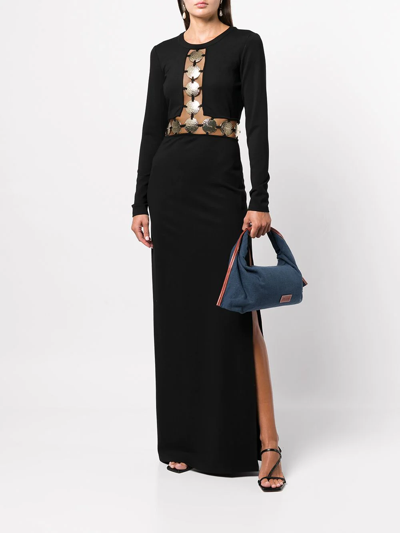 Shop Staud Delphine Long-sleeve Maxi Gown In Black