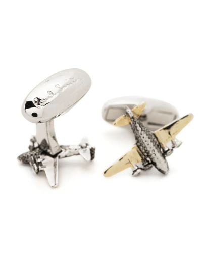 Shop Paul Smith Plane-shaped Cufflinks In Silver
