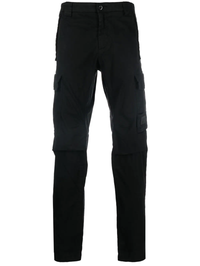 Shop C.p. Company Straight Cargo-pocket Trousers In Black