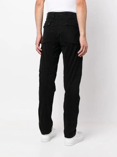 Shop C.p. Company Straight Cargo-pocket Trousers In Black