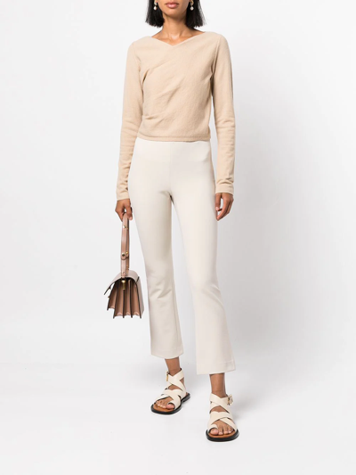 Shop Vince Flared-hem Cropped Trousers In Neutrals