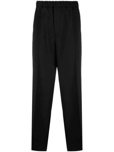 Jil Sander Elasticated-waistband Tapered Trousers In Black