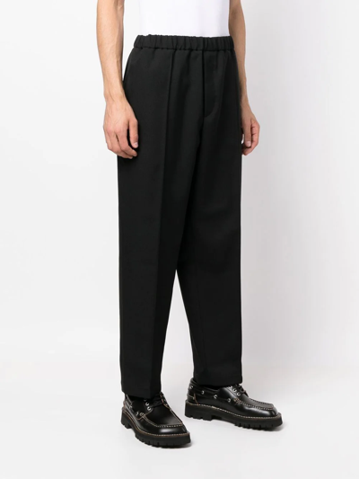 Jil Sander Elasticated-waistband Tapered Trousers In Black