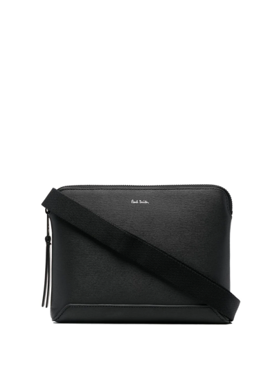 Shop Paul Smith Logo-print Leather Messenger Bag In Black