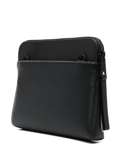 Shop Paul Smith Logo-print Leather Messenger Bag In Black