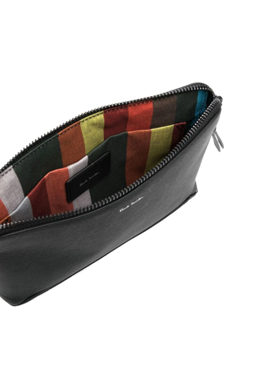 Shop Paul Smith Logo-print Leather Messenger Bag In Black