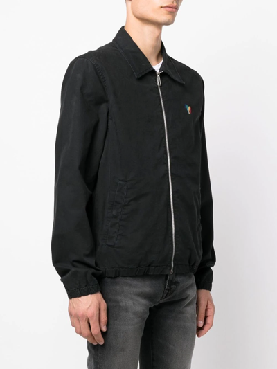 Shop Ps By Paul Smith Zebra-embroidered Organic Cotton Jacket In Black