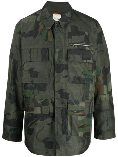 Shop Paul Smith Camouflage-print Organic Cotton Jacket In Green