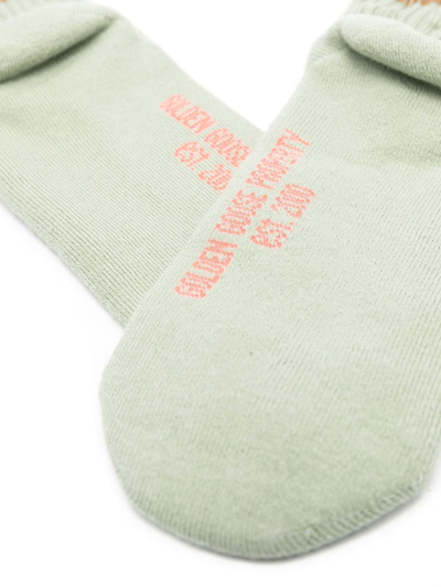 Shop Golden Goose Intarsia-knit Logo Ankle Socks In Green
