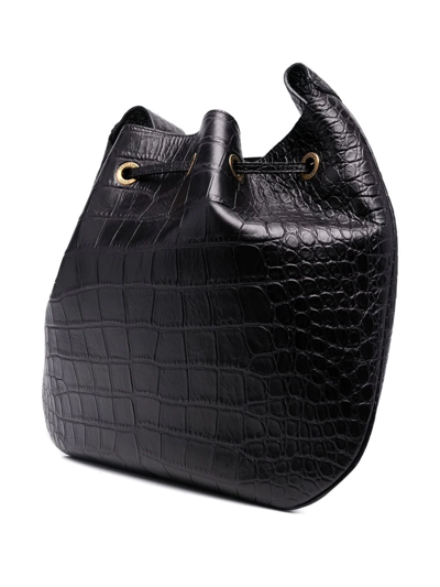 Shop Saint Laurent Crocodile-effect Leather Satchel In Black