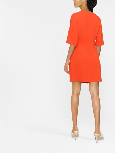 Shop Stella Mccartney Chain-detail Draped Mini Dress In Orange