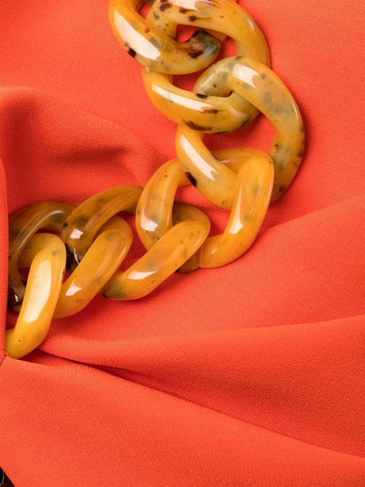 Shop Stella Mccartney Chain-detail Draped Mini Dress In Orange