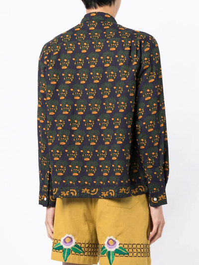 Bode Graphic-print Button-up Shirt In Blue