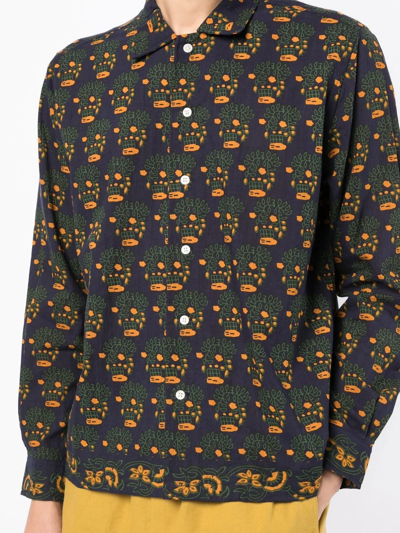 Bode Graphic-print Button-up Shirt In Blue