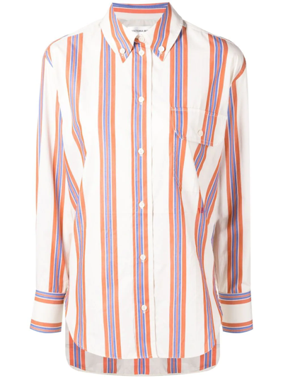 Shop Victoria Beckham Striped Button-down Shirt In Multicolour
