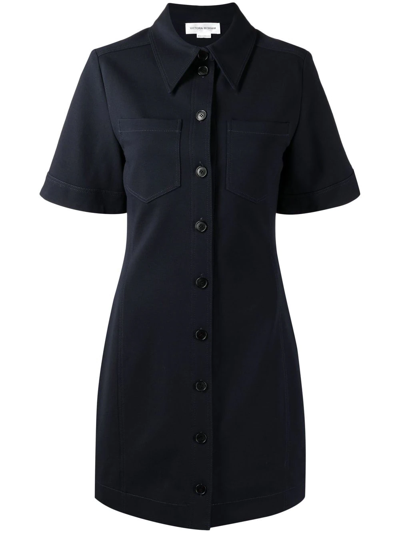 Shop Victoria Beckham Button-down Shift Dress In Blue