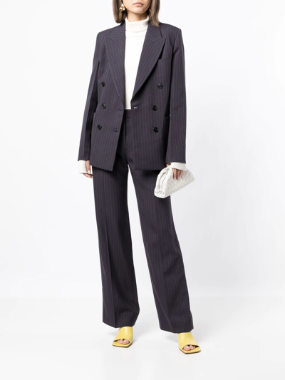 Shop Victoria Beckham Striped Double-breasted Blazer In Blue