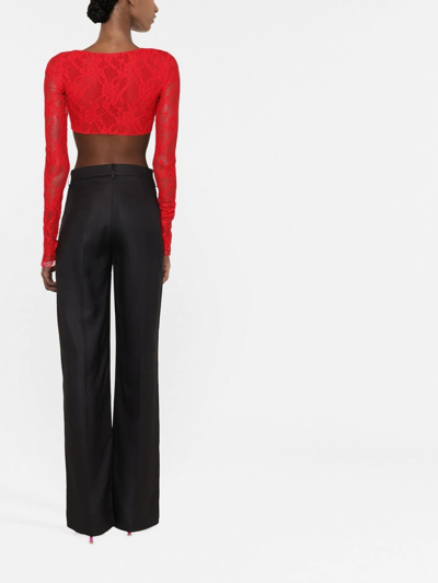 The Andamane Lace-embroidered Cropped Top In Red