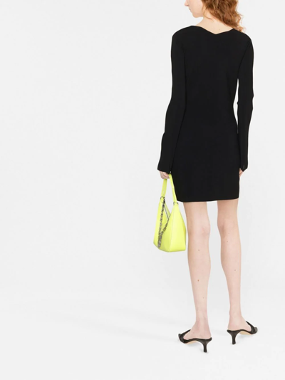 Shop Helmut Lang Slit-detail Rib-knit Mini Dress In Black