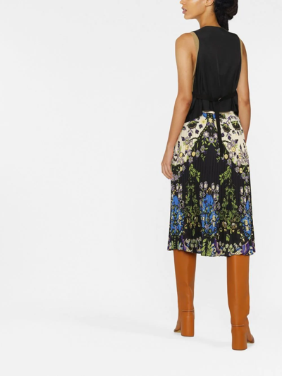 Shop Etro Floral-print Pleated Skirt In Neutrals