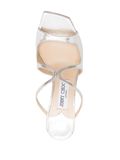 Jimmy Choo Champagne Laminated Leather Clogs In Grey