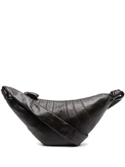 Shop Lemaire Croissant Leather Shoulder Bag In Brown