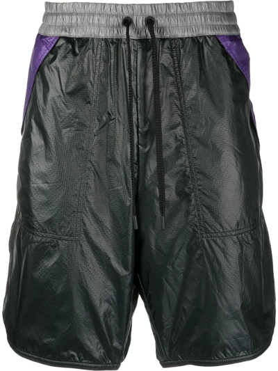 Shop Moncler Panelled Drawstring Shorts In Black