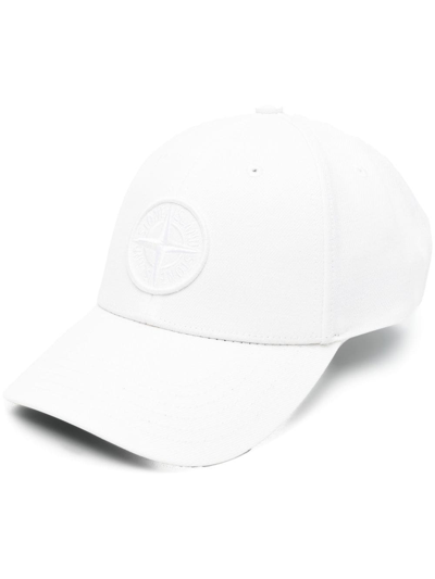 Shop Stone Island Compass-motif Baseball Cap In White