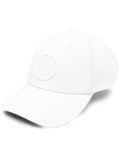 Stone Island Logo Patch Baseball Cap In White