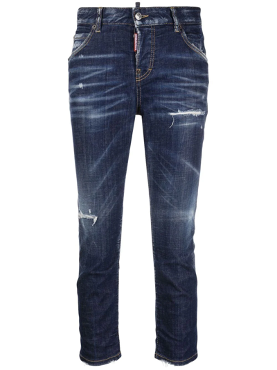 Shop Dsquared2 Jennifer Cropped Skinny Jeans In Blue