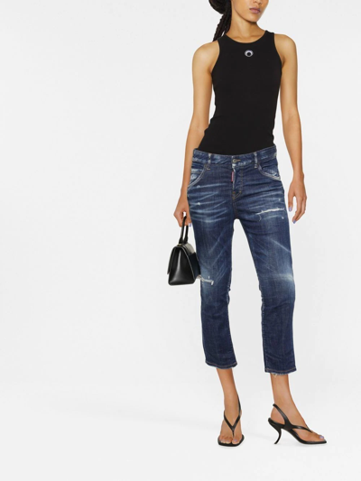 Shop Dsquared2 Jennifer Cropped Skinny Jeans In Blue