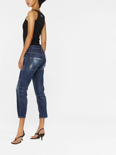 Shop Dsquared2 Jennifer Cropped Skinny Jeans In Blue