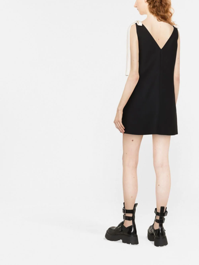 Shop Valentino Bow-detail V-neck Shift Dress In Black