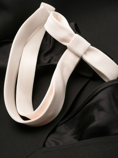 Shop Valentino Bow-detail V-neck Shift Dress In Black
