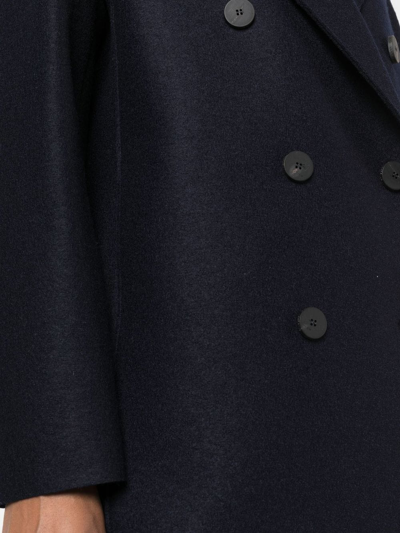 Shop Harris Wharf London Double-breasted Tailored Coat In Blue