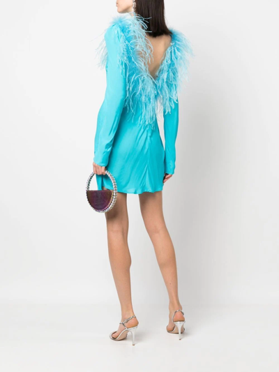 Shop Giuseppe Di Morabito Feather-trim Mini Dress In Blue