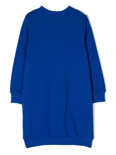 Shop Kenzo Logo-embroidered Cotton Sweatshirt Dress In Blue