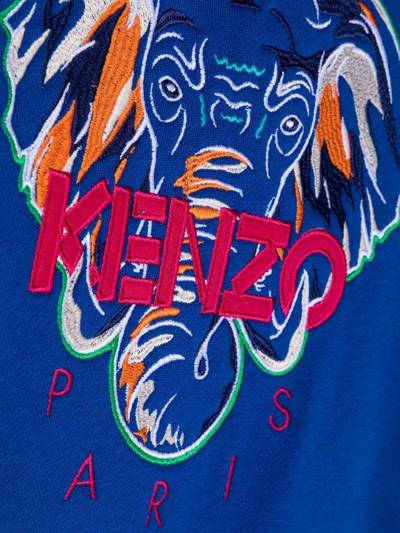 Shop Kenzo Logo-embroidered Cotton Sweatshirt Dress In Blue