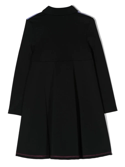 Shop Dkny Logo-print Colour Block Dress In Black