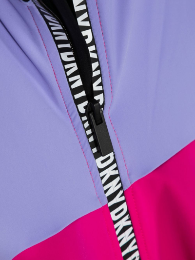 Dkny Logo-print Colour Block Dress In Black