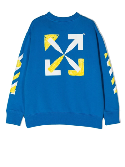 Shop Off-white Logo-print Cotton Sweatshirt In Blue