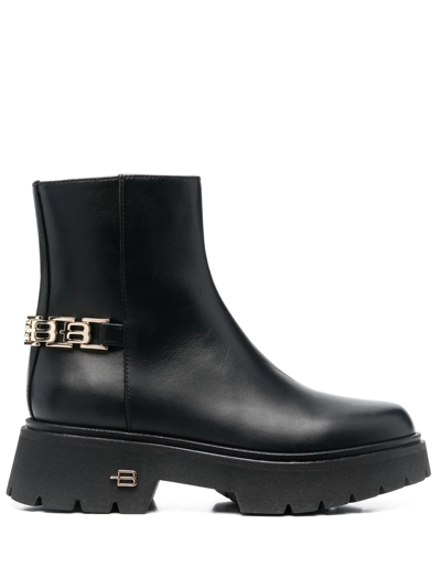 Shop Baldinini Logo Chain-embellished Ankle Boots In Black