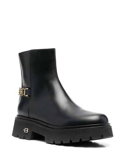Shop Baldinini Logo Chain-embellished Ankle Boots In Black