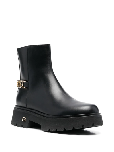 Baldinini Logo Chain-embellished Ankle Boots In Black