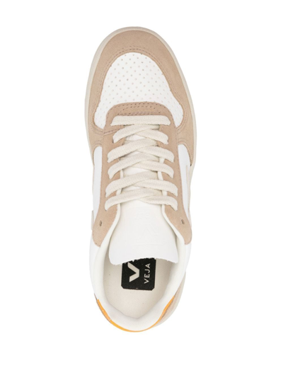 Shop Veja V-12 Suede Sneakers In White