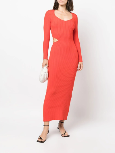 Shop Aeron Cut-out Ribbed-knit Maxi Dress In Orange